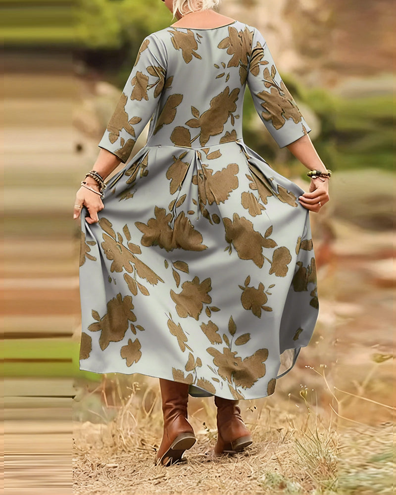 Jurk temperament retro bedrukt