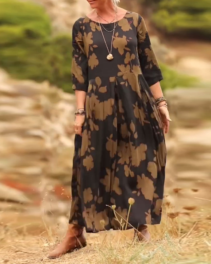 Jurk temperament retro bedrukt