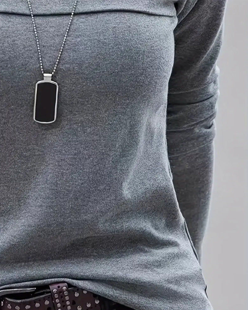 Top Slim Fit Geplooid Lange Mouw