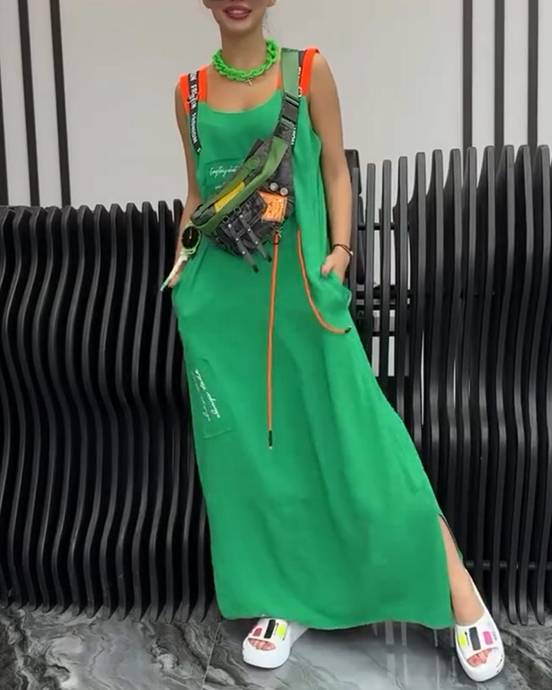 Jurk Mouwloos Gepersonaliseerde Letterprint