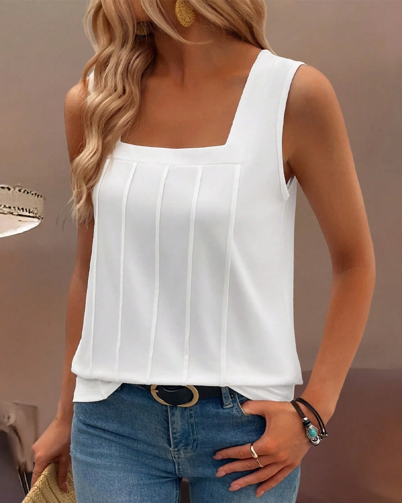 Tanktop Wijde Hals Effen Kleur