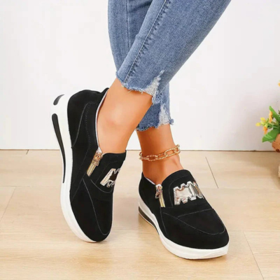 Instap sneakers - dames casual schoeisel met trendy ritsdetail