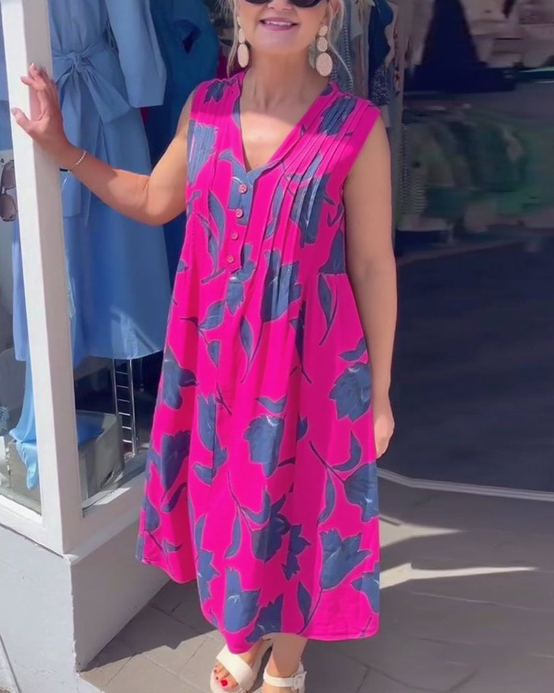 Jurk V-Hals Mouwloos Gedrukt