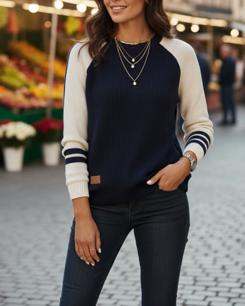 Trui Met Modieuze Contrasterende Kleuren