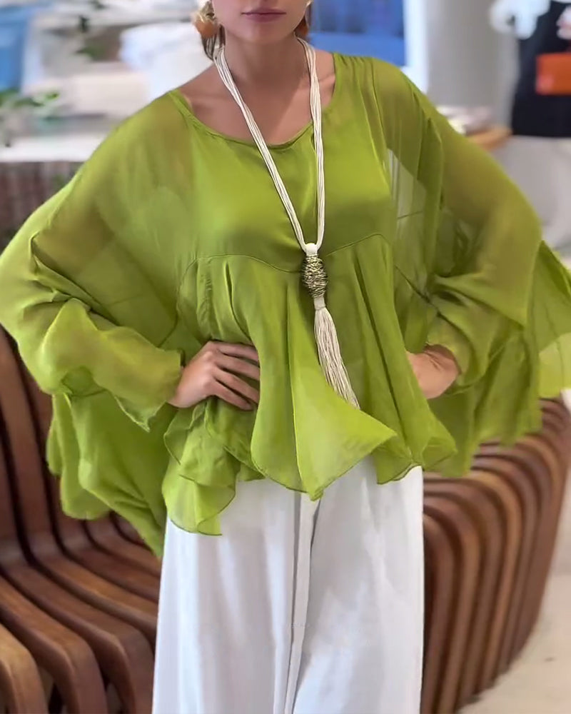 Blouse Met Stijlvol Effen Ontwerp