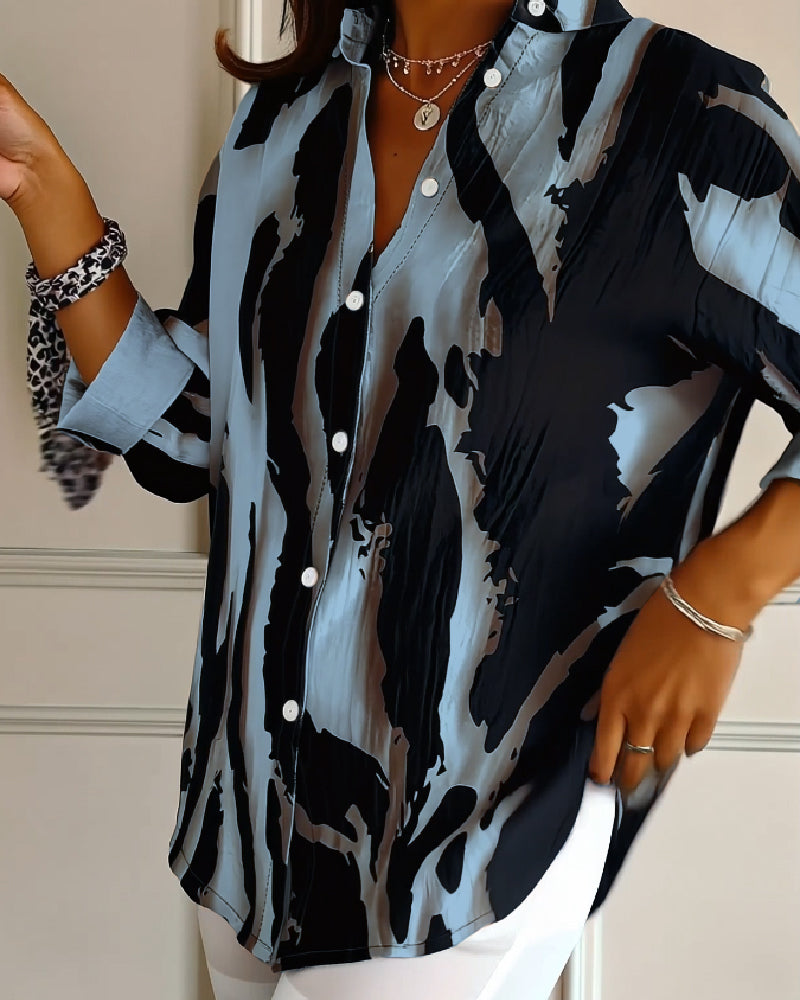 Bloes Staande Kraag Onregelmatig Bedrukt