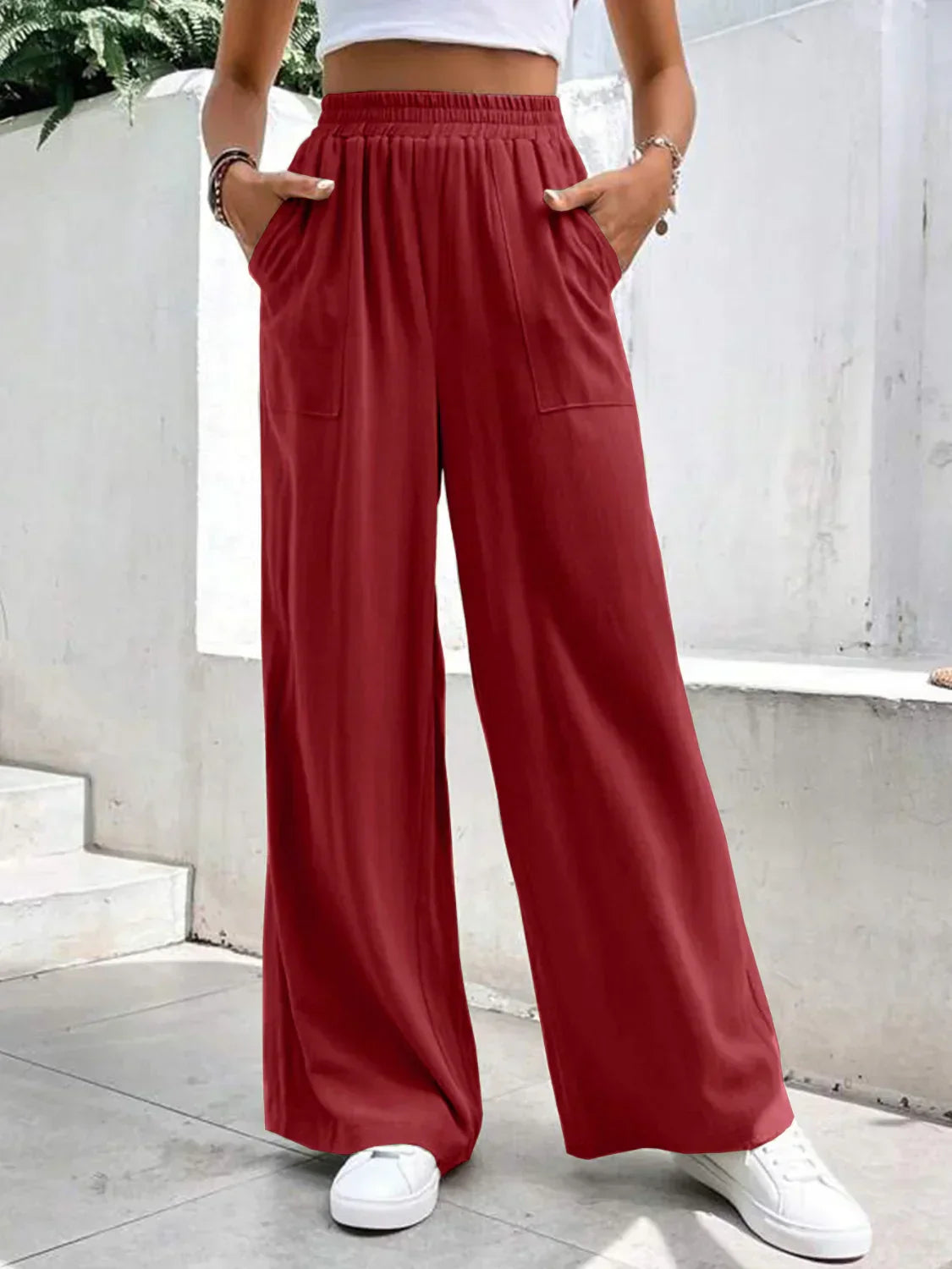 Dames wijde pantalon - luchtige casual elegantie met pockets
