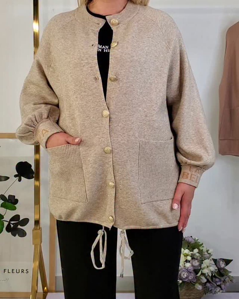 Cardigan casual effen kleur zak