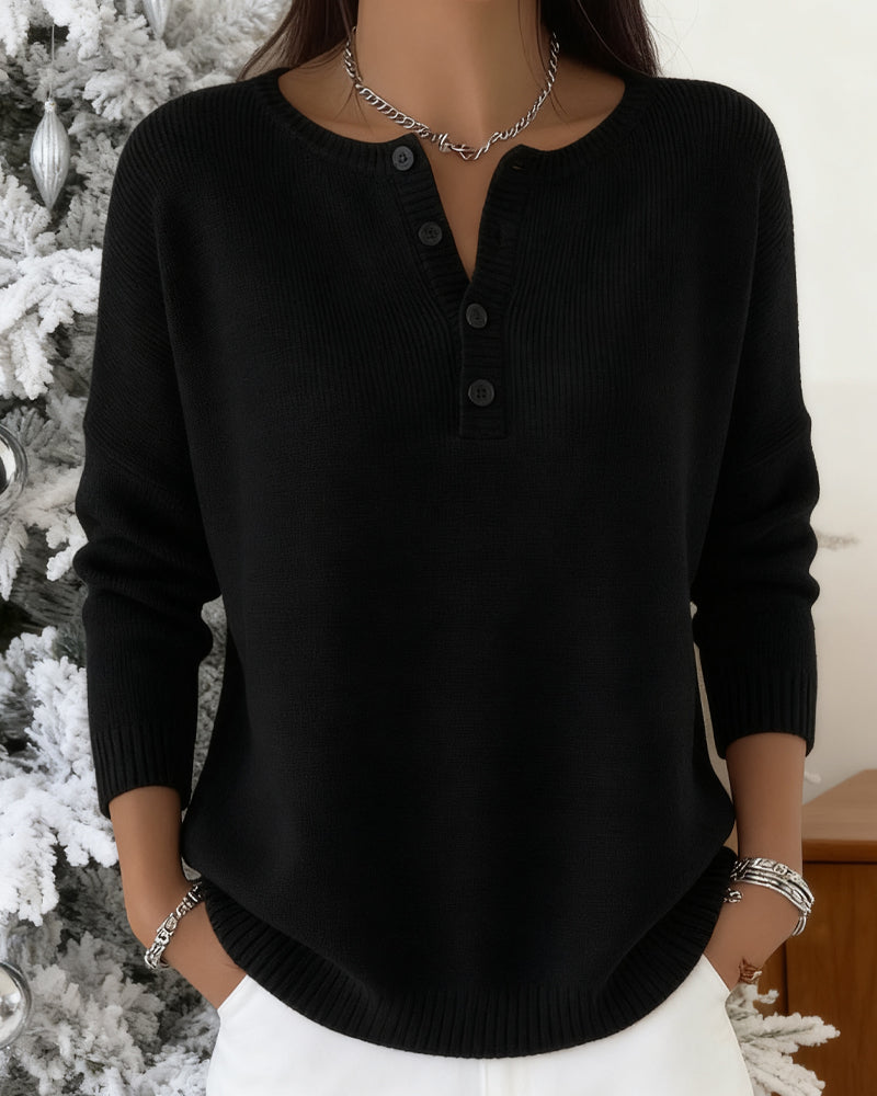 Lange Mouwen Effen Gebreid Vest Met Knopen