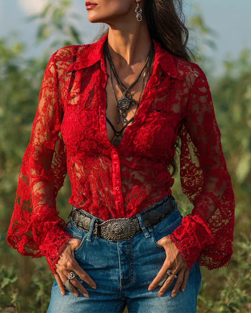 Eenvoudige Gekleurde Overhemd Met Kraag En Lange Mouwen