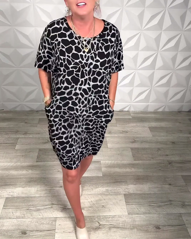 Casual jurk met ronde hals en print