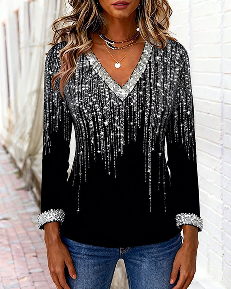 Modieuze Losse Top Met V-Hals