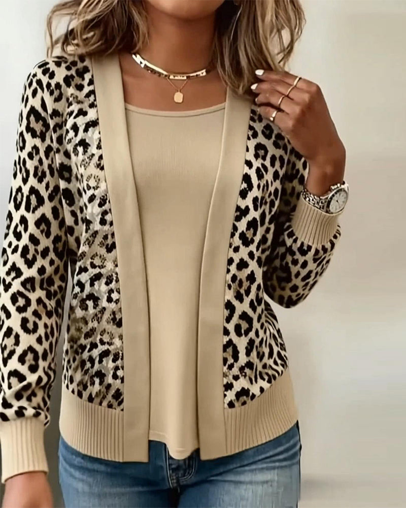 Top Met Fake Twee-Delige Look En Luipaardprint
