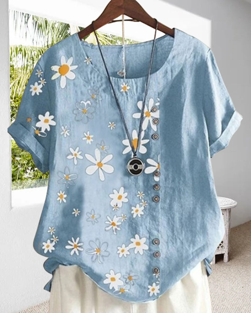 Shirt met korte mouwen van los katoen