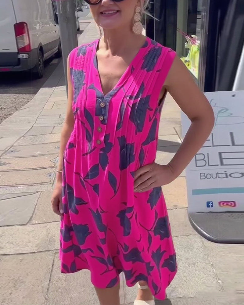 Jurk V-Hals Mouwloos Gedrukt