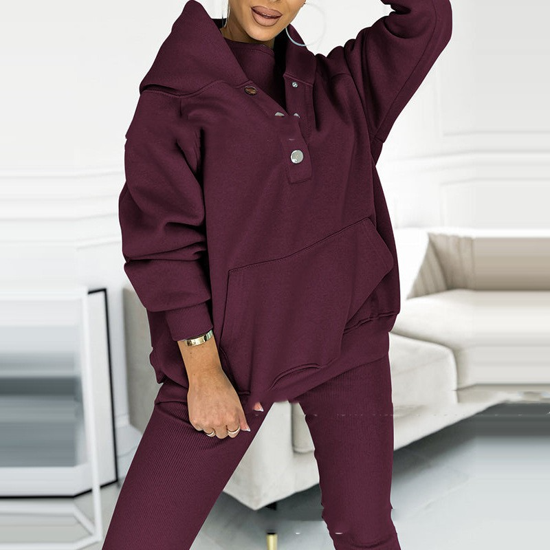 Dames loungewear set - gezellige hoodie en leggings van zachte stof voor relaxed thuisgebruik