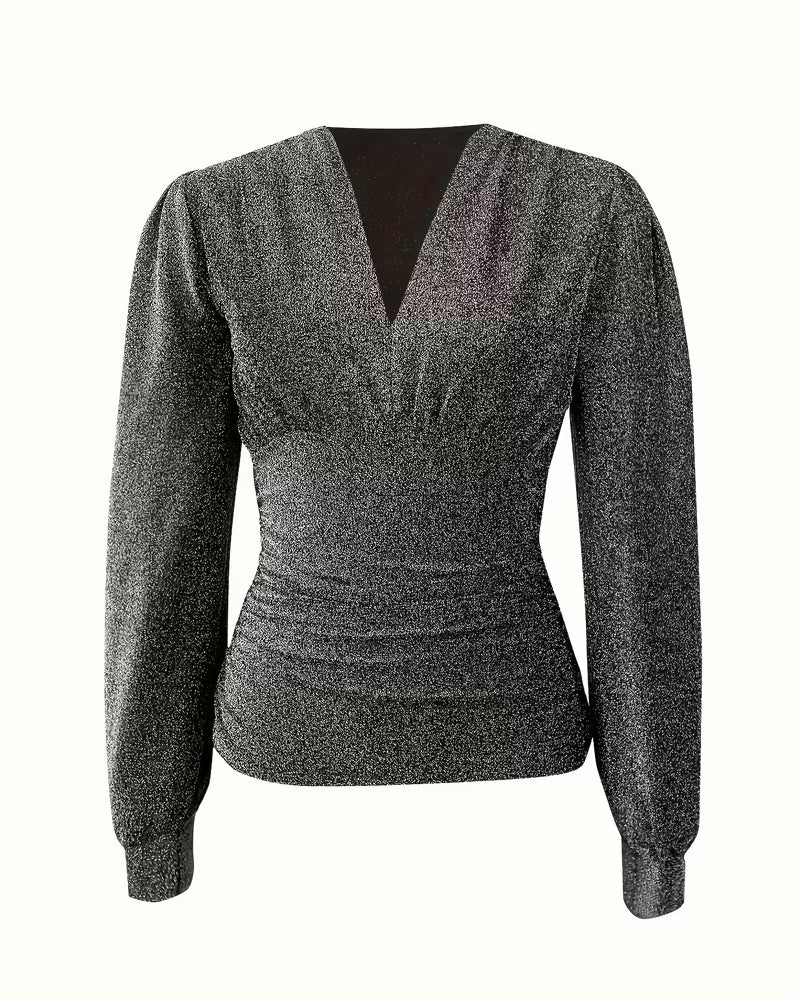 Top V-Hals Sexy Lange Mouw