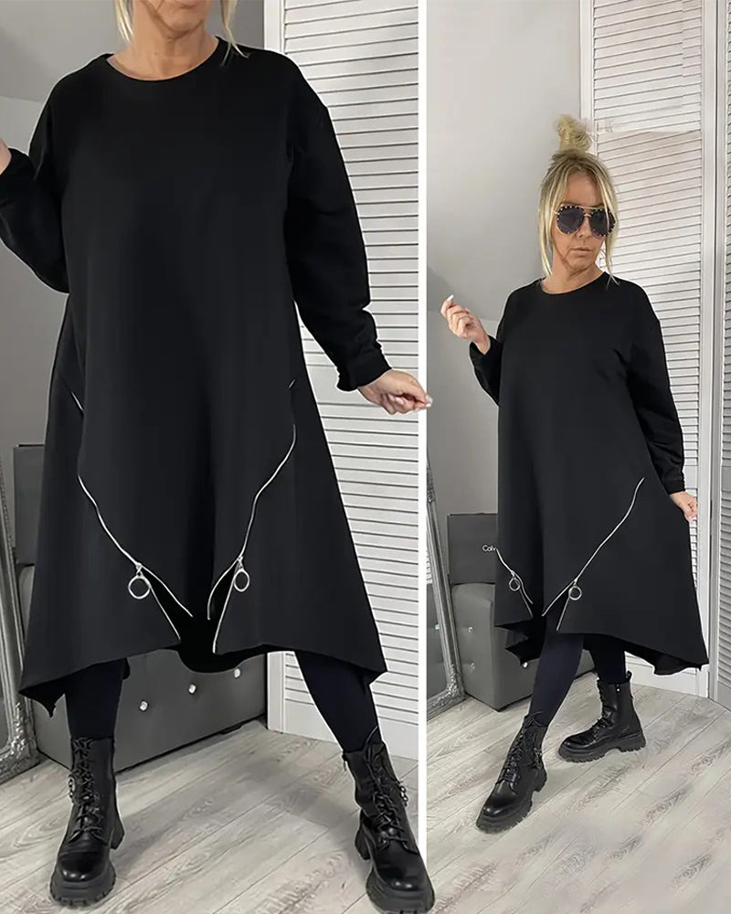 Losse Oversized Jurk Met Rits