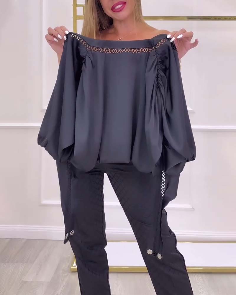 Blouse Lantaarnmouwen One-Shoulder Effen Kleur