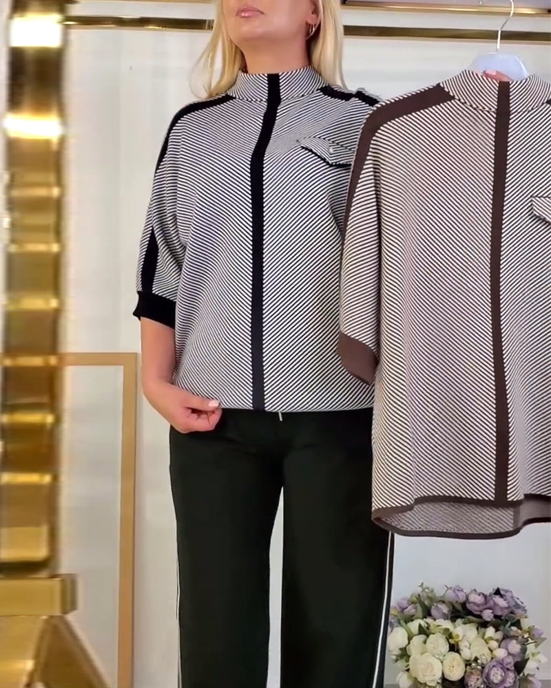 T-shirt casual gestreept gebreid