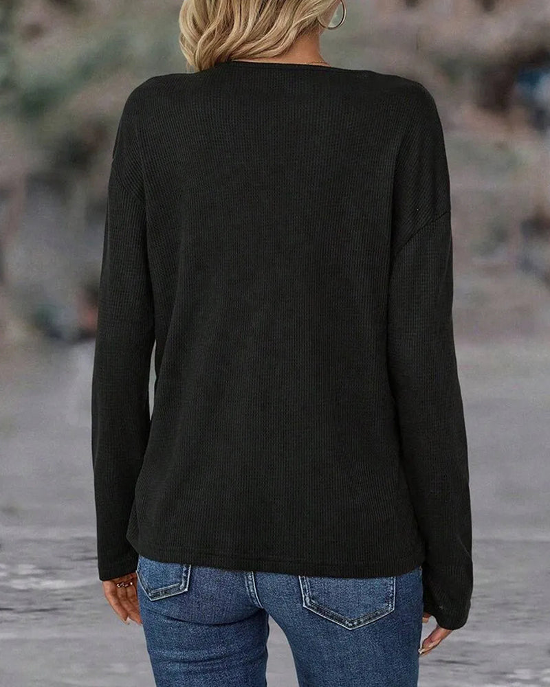 Top Met V-Hals En Contrastknopen