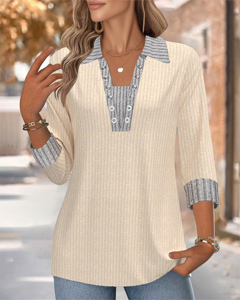 Top Revers Lange Mouwen