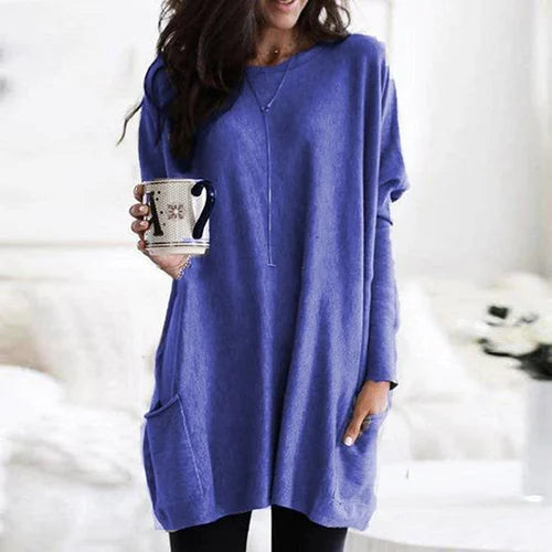 Lange tuniek met zakken - comfortabele dames oversized top