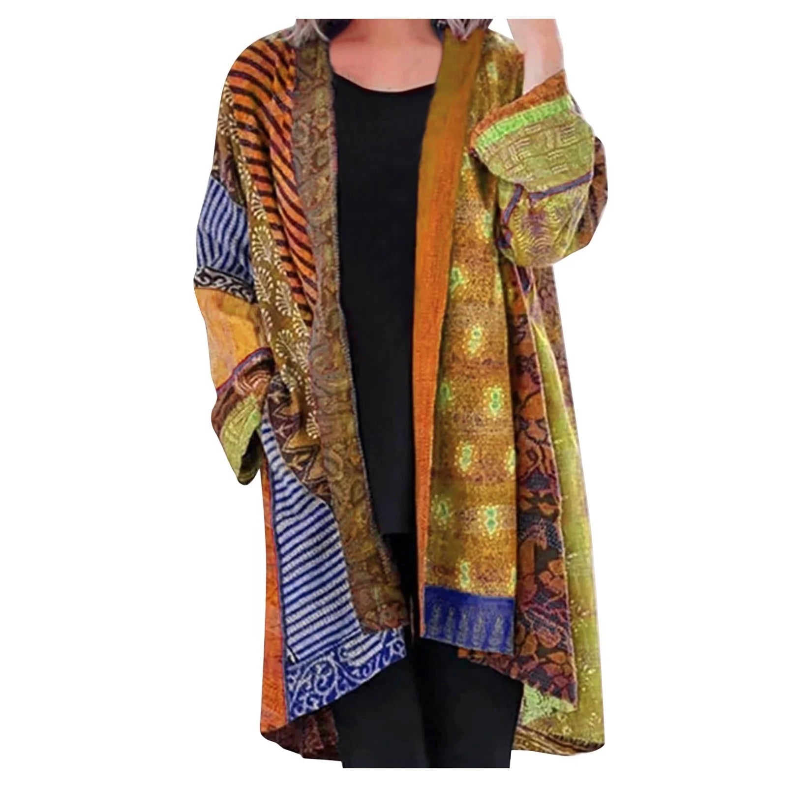 Kimono-stijl cardigan - levendig gestreepte dames cover-up