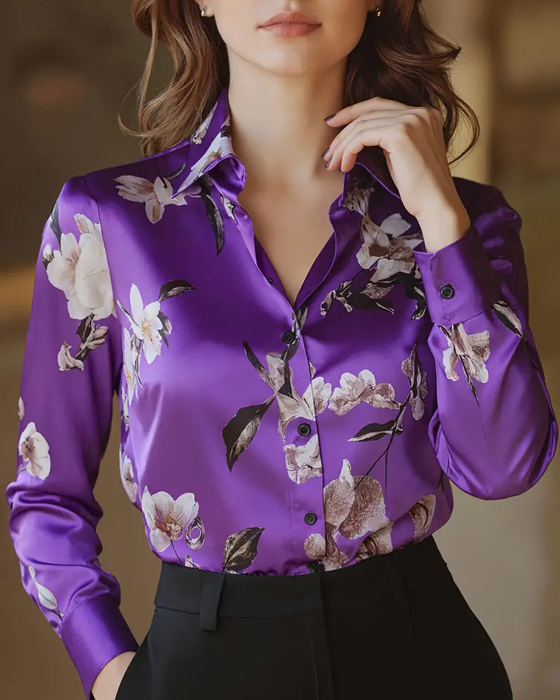 Shirt Retro Stijl Bloemenprint