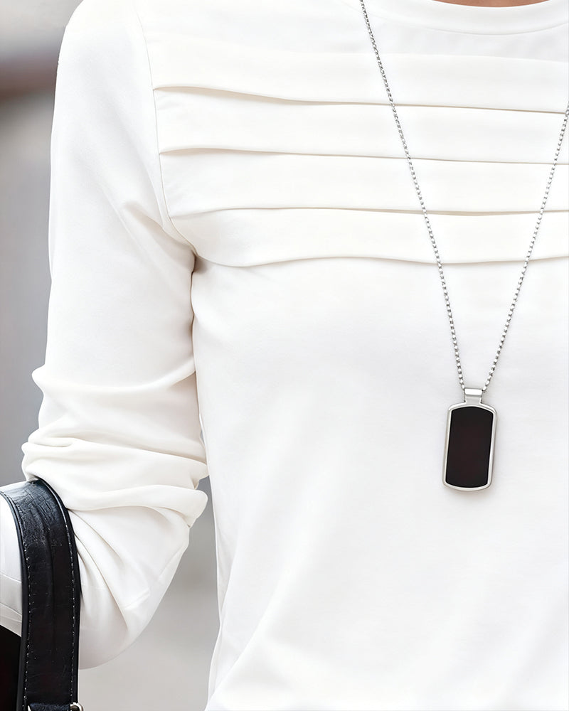 Top Slim Fit Geplooid Lange Mouw