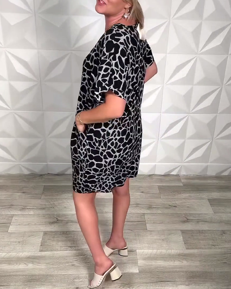 Casual jurk met ronde hals en print