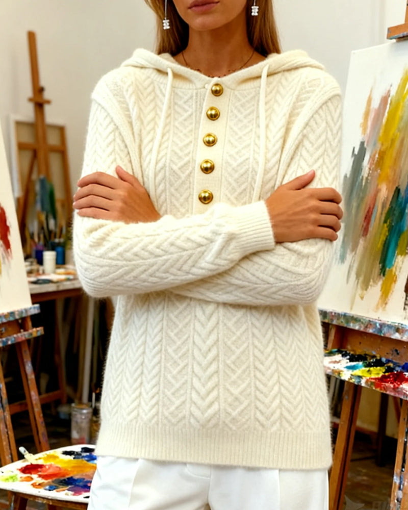 Trui Met Capuchon Stijlvolle Knoop