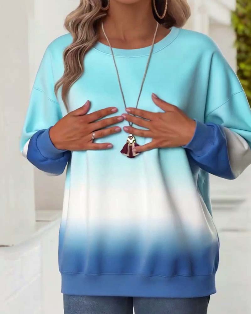 Sweatshirt casual gradiënt ronde hals
