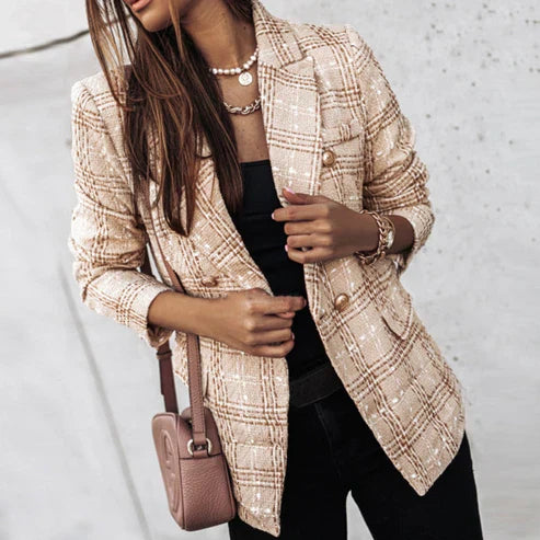 Damesblazer elegante tweed jasje - verfijnde smart casual look
