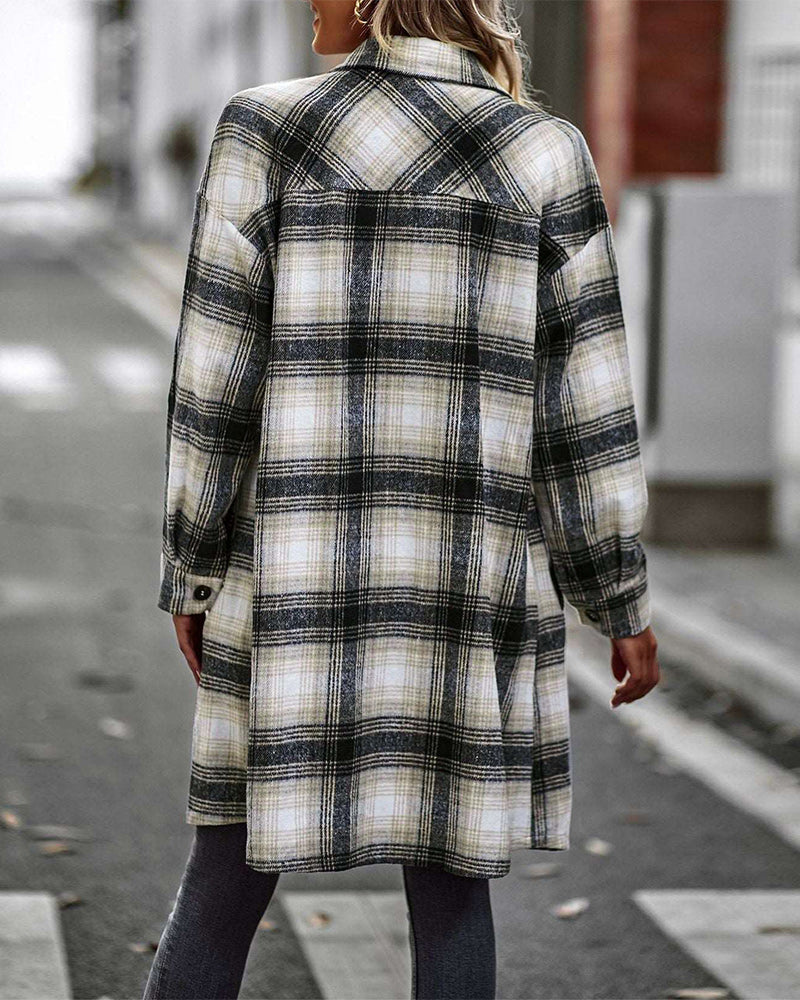 Casual geruite print zak overhemd