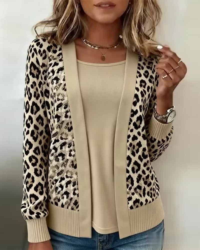 Top Met Fake Twee-Delige Look En Luipaardprint
