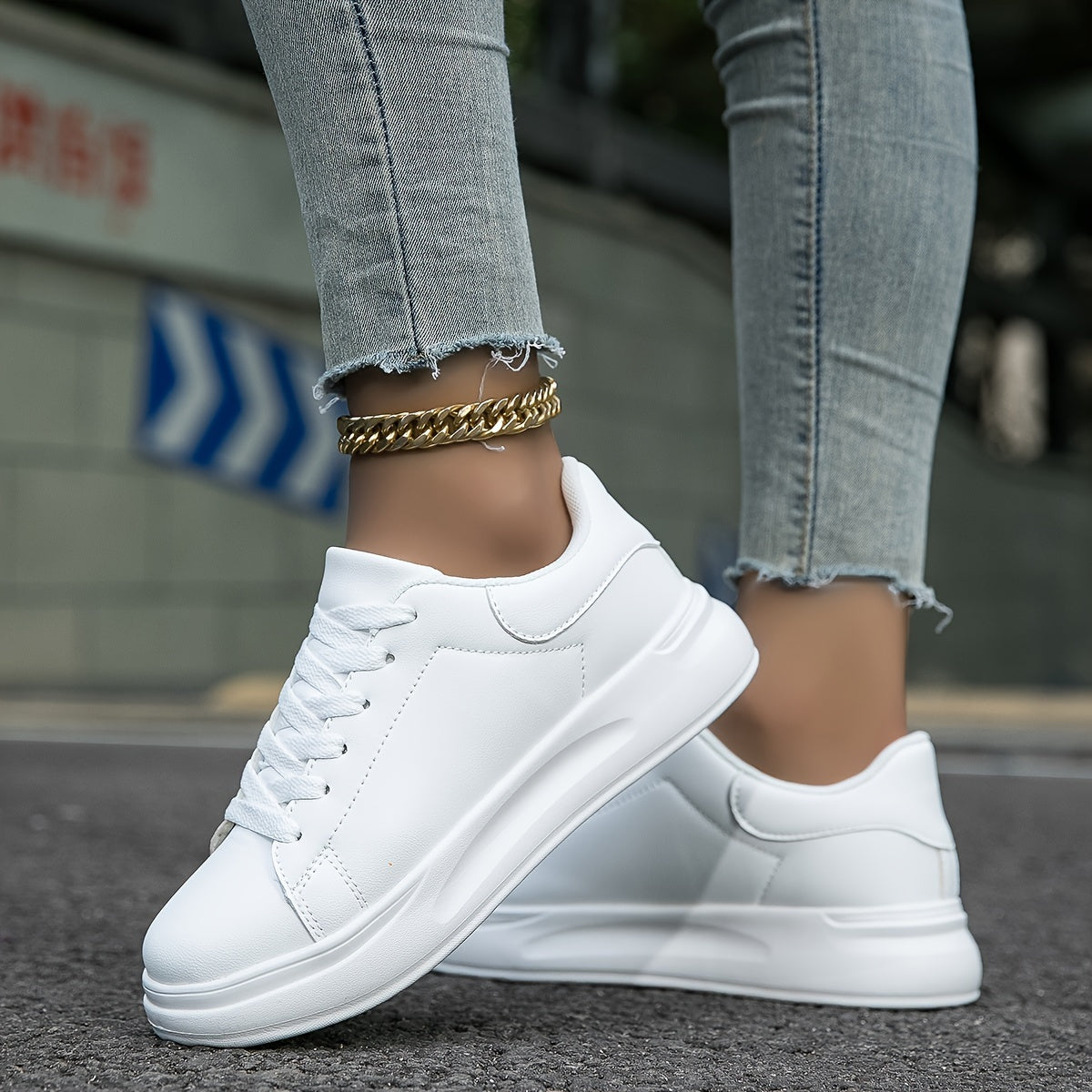 Dames leren sneakers - stijlvolle witte lage trainers