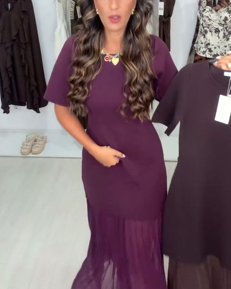 Elegante Gebreide Mesh Truijurk Met Stretch