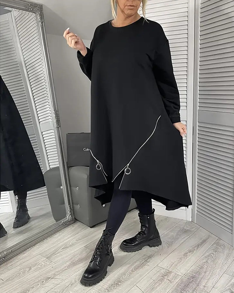 Losse Oversized Jurk Met Rits