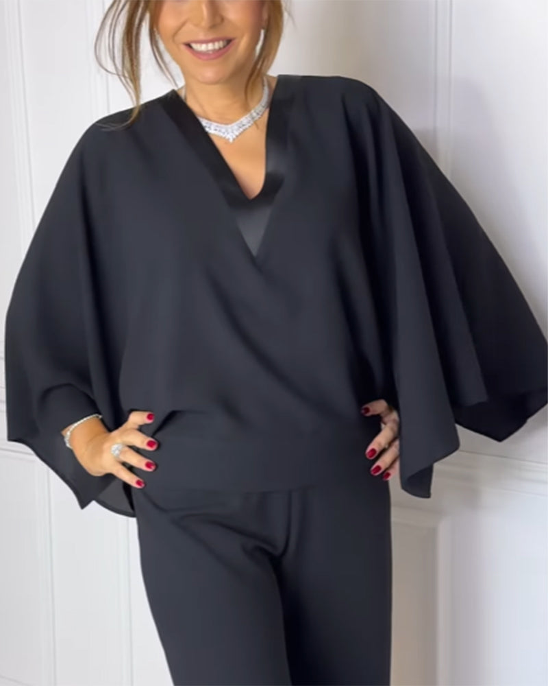 Bloes V-Hals Elegante Vlindermouw