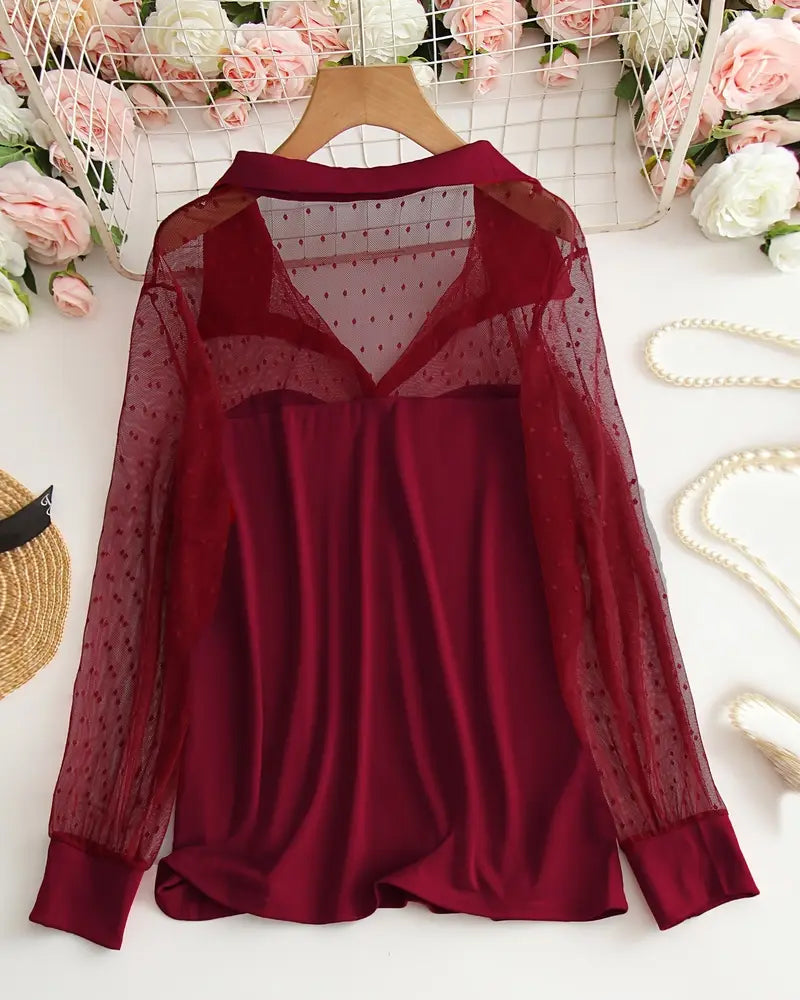 Blouse Mesh Revers Slim Fit