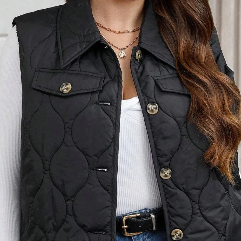 Zwarte gebreide gilet - trendy mouwloze jas voor de moderne vrouw