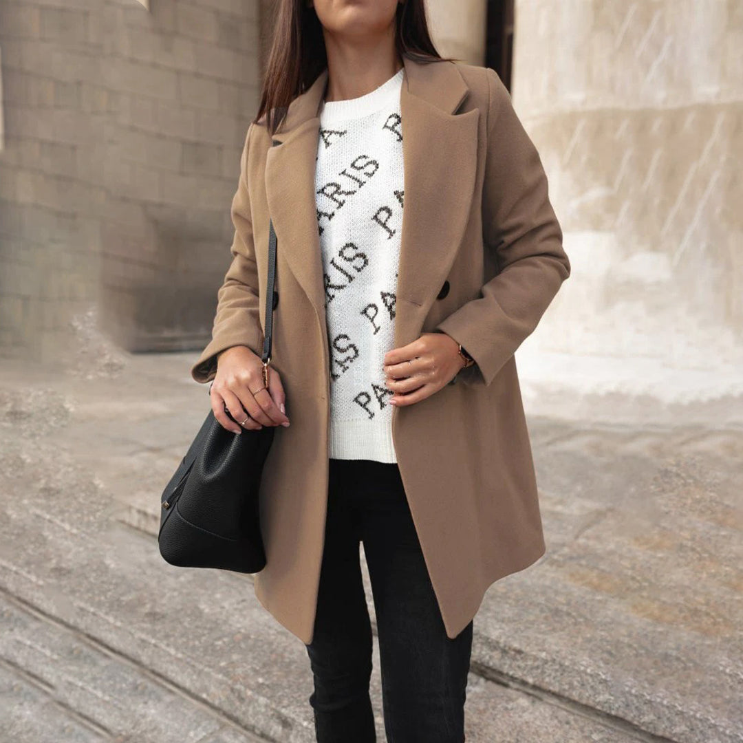 Dames zwarte overjas - elegante warme damesjas