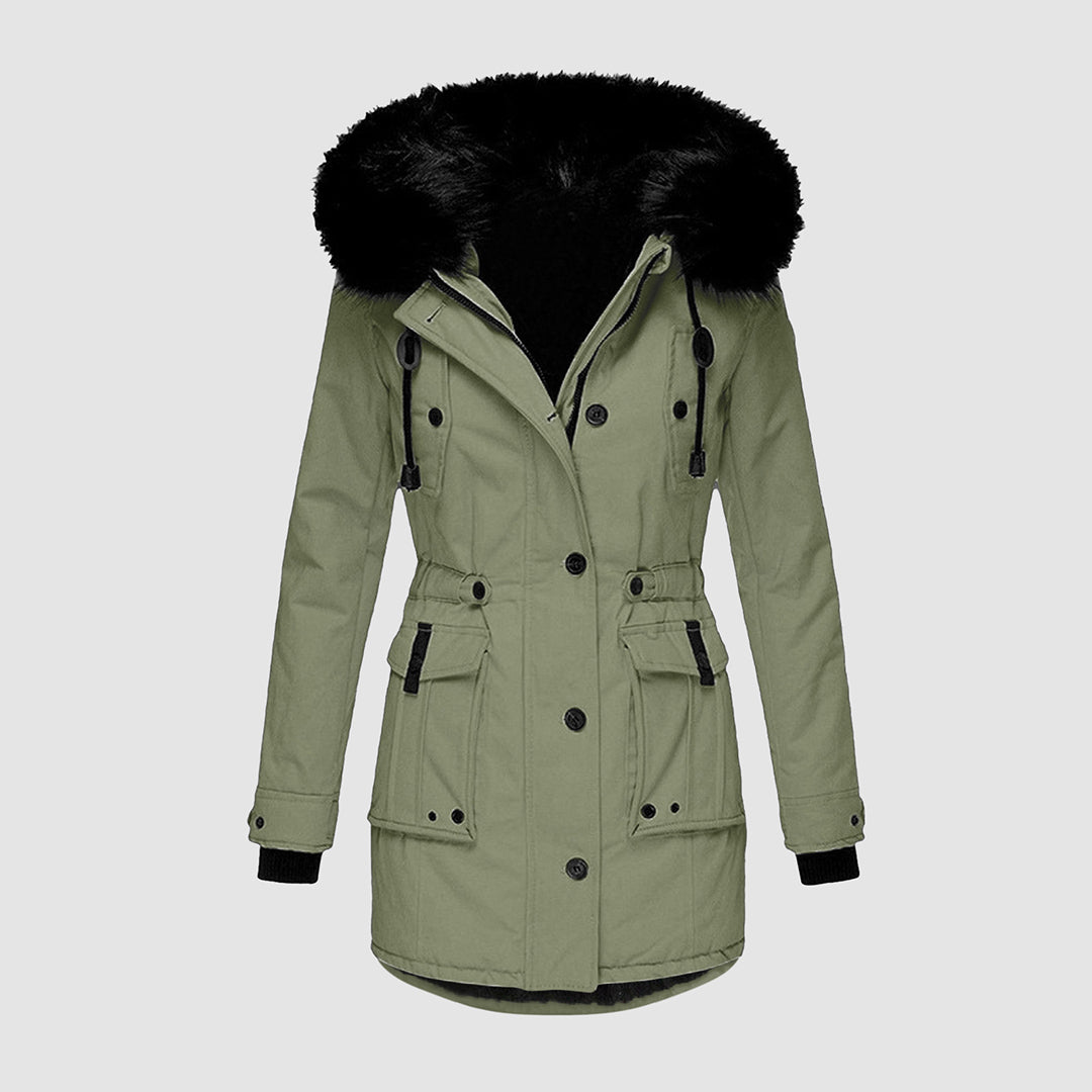 Winterjas met capuchon voor dames - comfortabele bontvoering