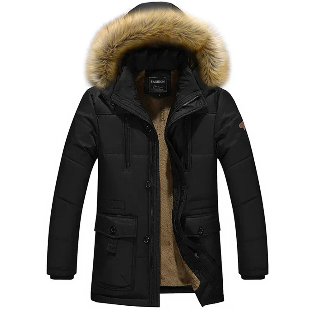 Gevoerde winterjas - dames parka met capuchon en faux bont