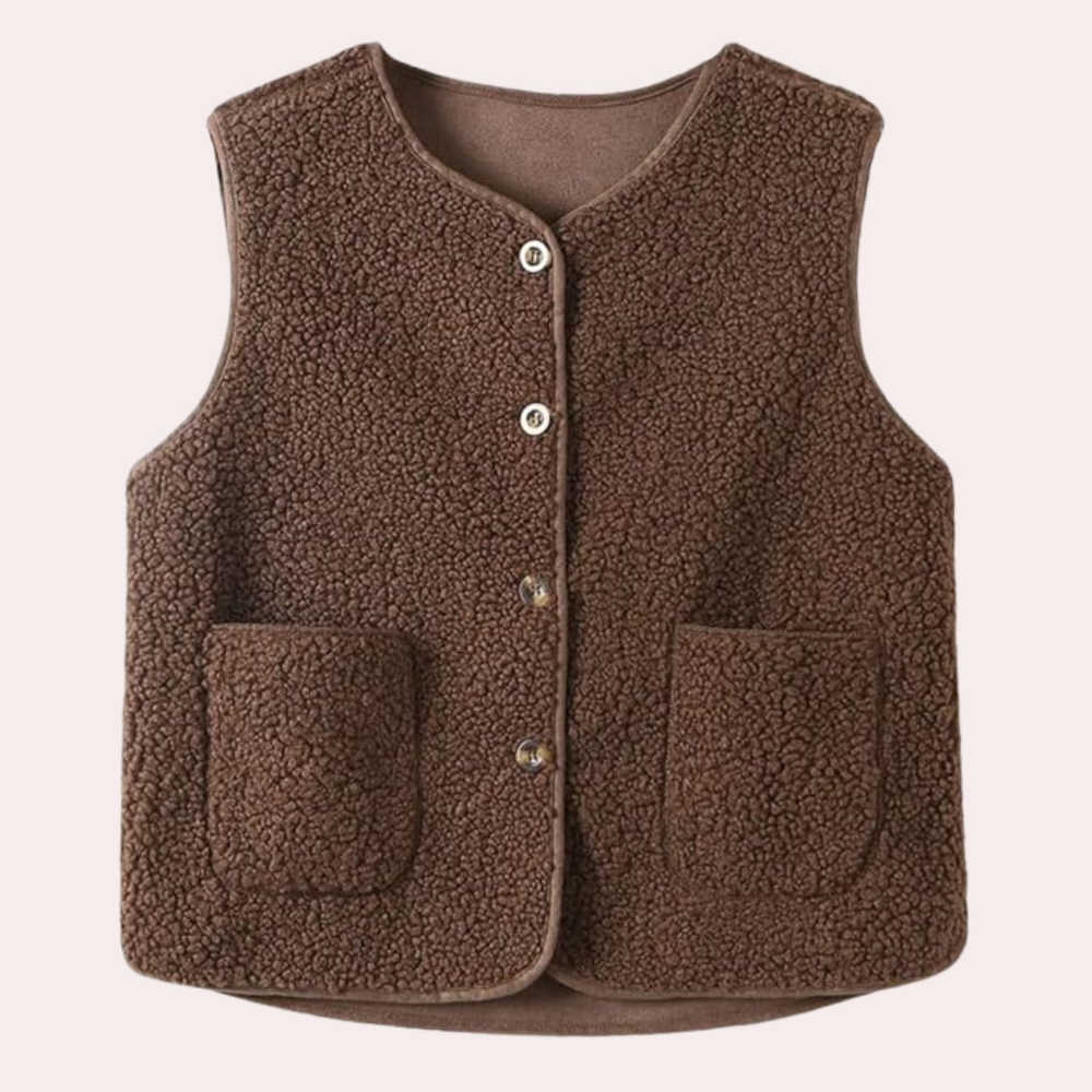 Sherpa vest - trendy knoop-up vest voor dames