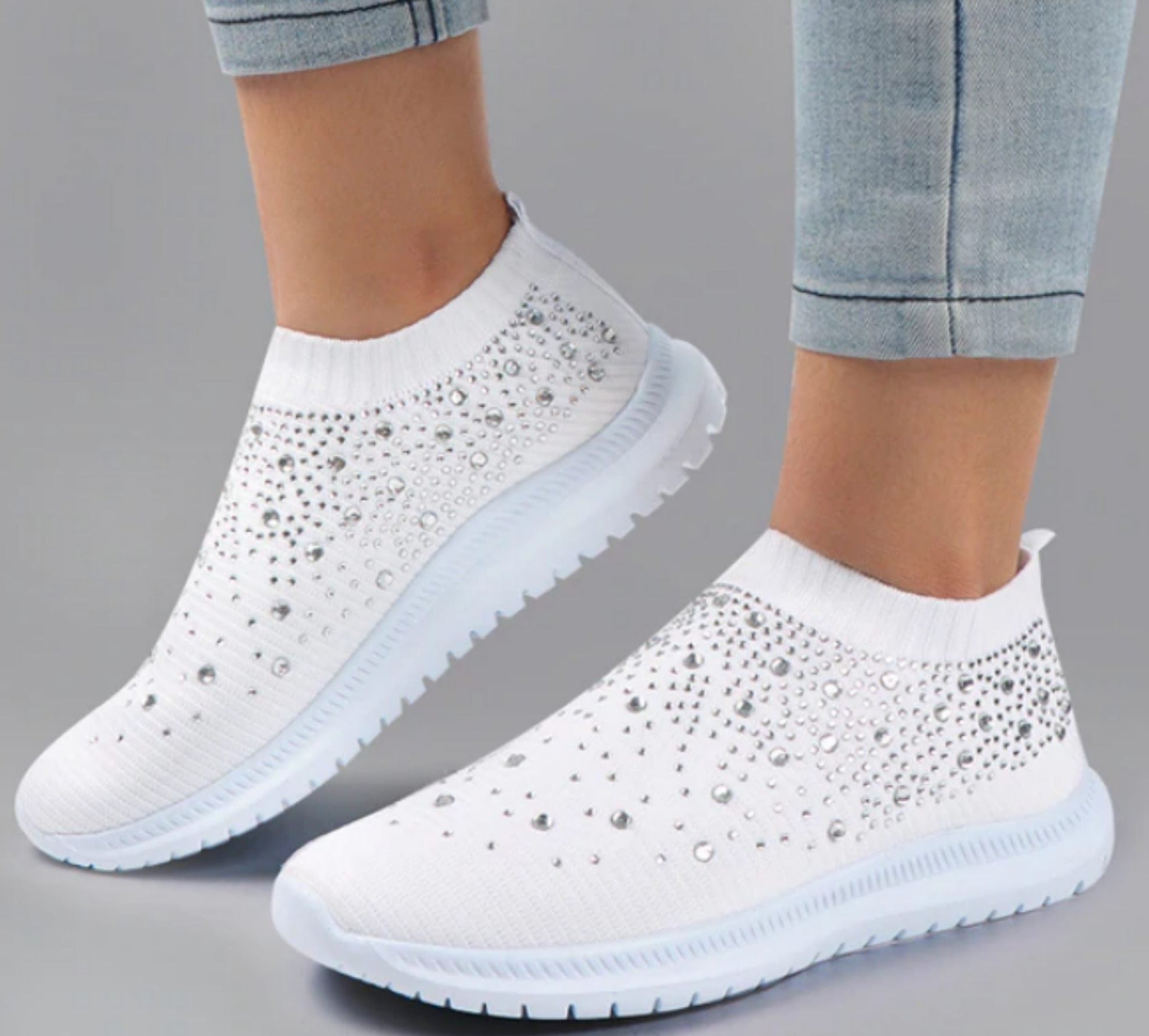 Slip-on orthopedische sneakers - stijlvolle damesschoenen met glitteraccenten