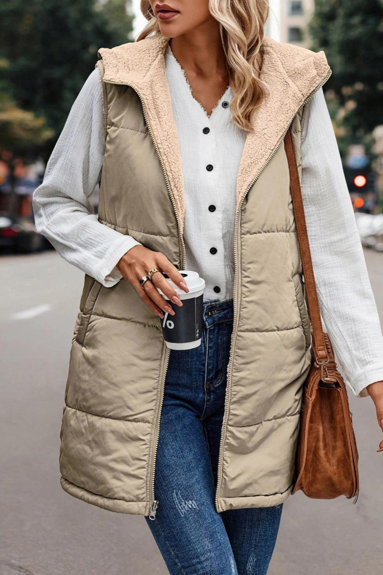 Gevoerde hoodie gilet - lichtgewicht dames mouwloze vest