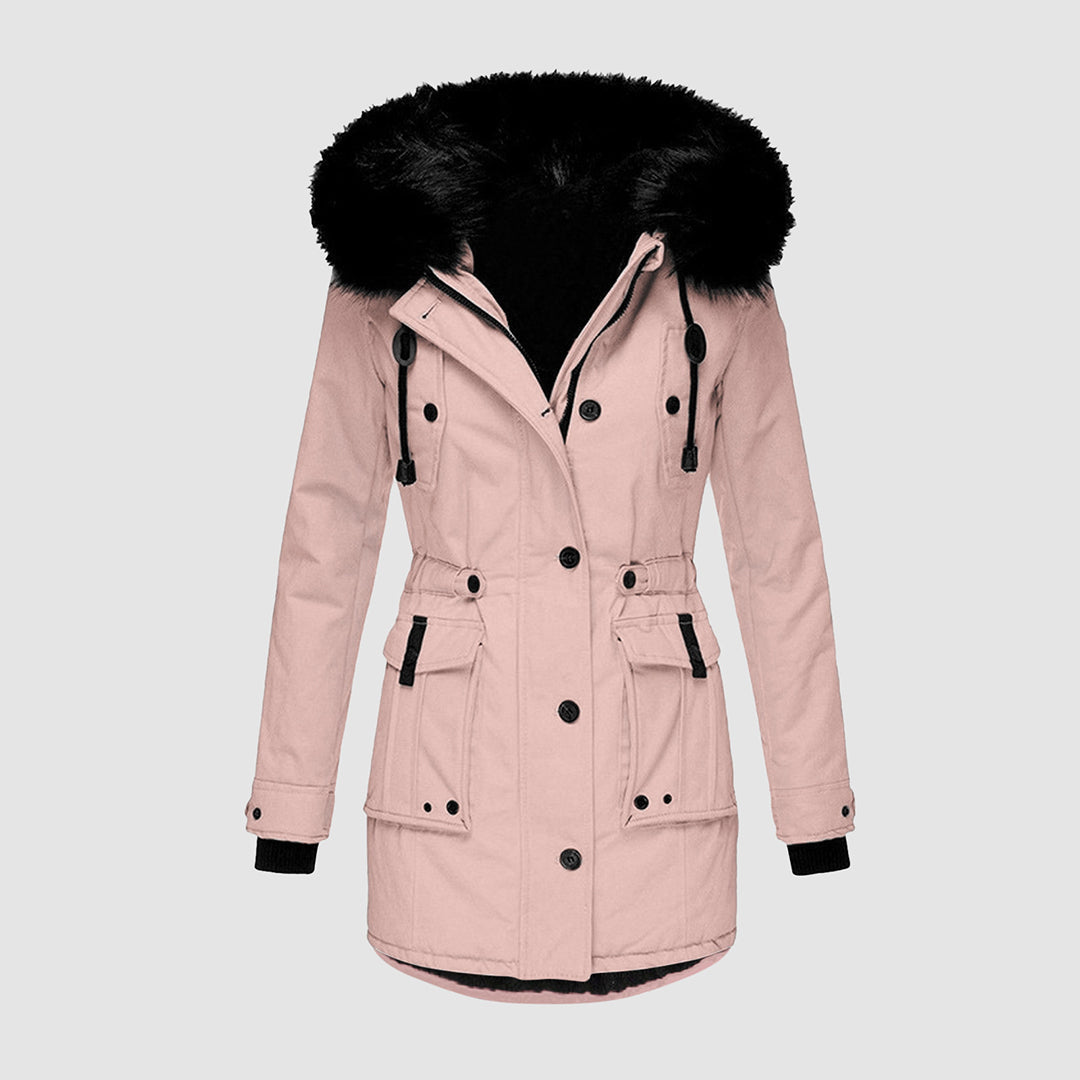 Dames winter parka jas - trendy gewatteerde jack met faux fur rand