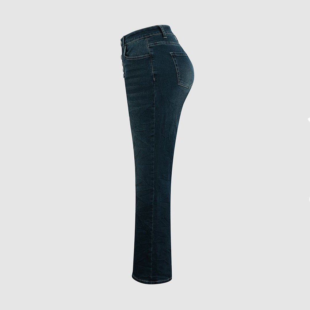 Dames hoge taille skinny denimbroeken blauw - casual dagelijkse basisstuk, zachte stof, slanke pasvorm